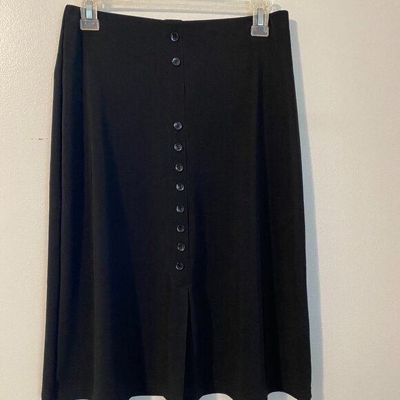 Briggs New York Nylon Faux Button-Down Black Skirt Size M - Picture 1 of 7
